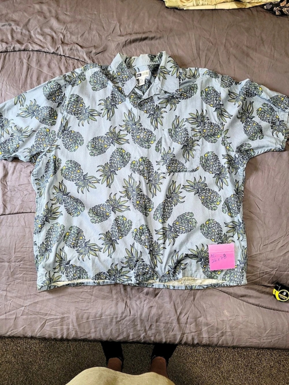 UNTIED Short Sleeve Floral Shirt Blue & Green Size XL Like New